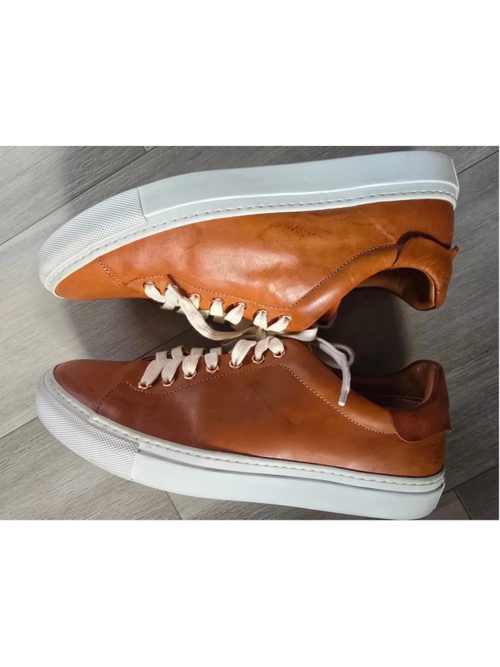 Men's Good Man BrandLegend Lo vachetta Leather Sneakers Brown and White Size 9